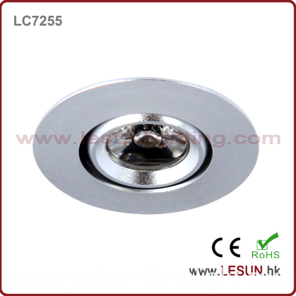 High Quality Silver/Black 1W/2W LED Recessed Cabinet Spotlight LC7255